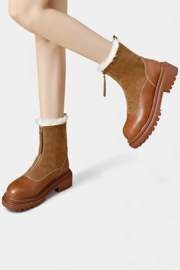 Gertrud Cleated Sole Boots with Faux Fur Trim