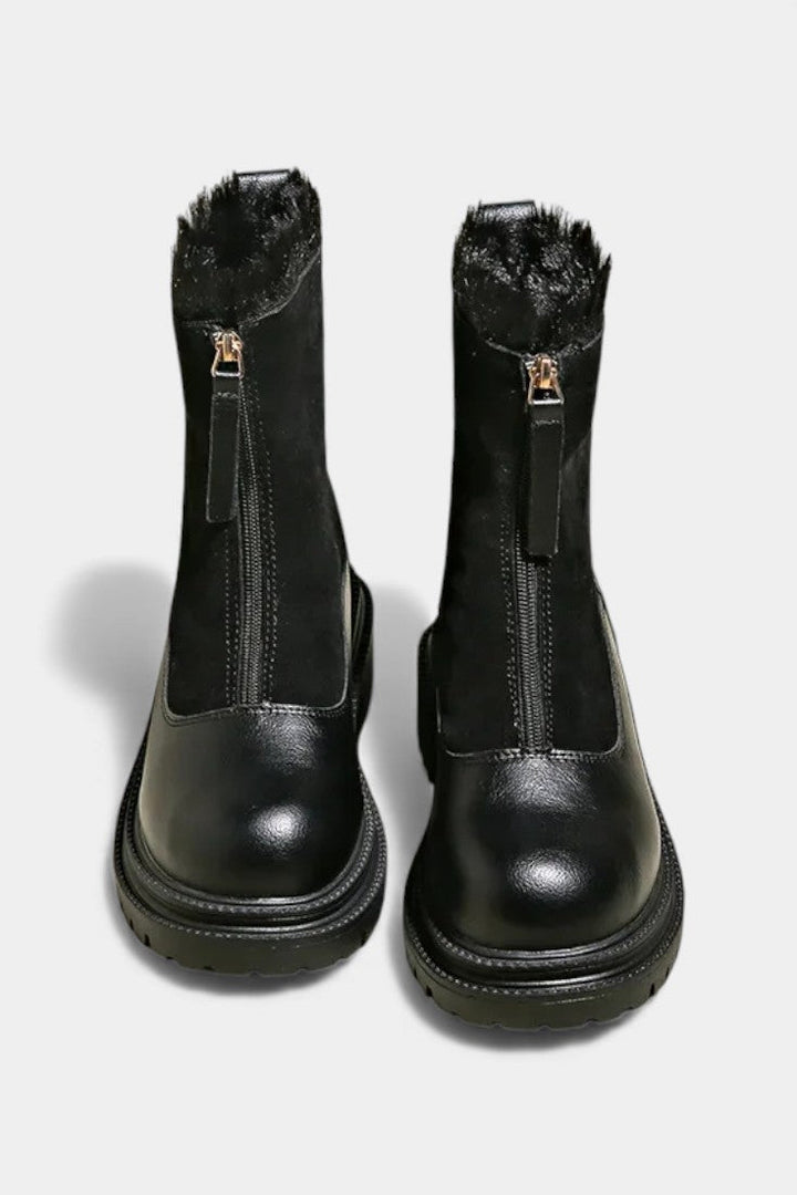 Gertrud Cleated Sole Boots with Faux Fur Trim