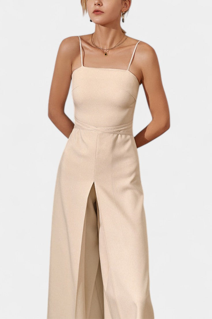 Lindsey Strapless Wide Leg Jumpsuit with Tied Waist