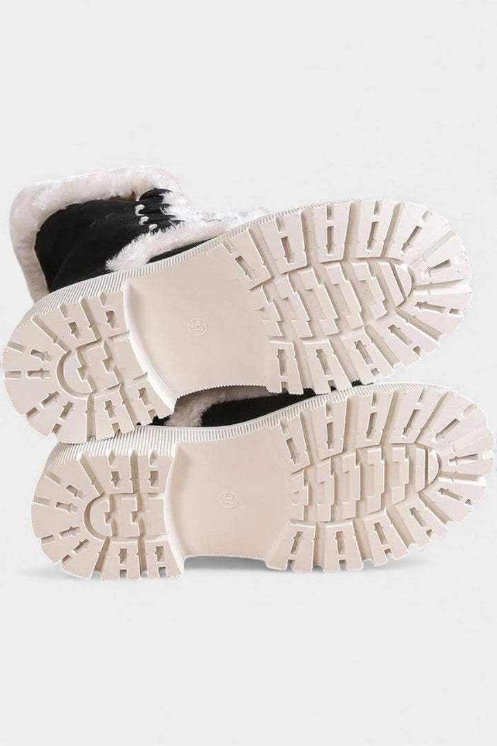 Léonce Lace-Up Mid-Calf Faux Fur Boots