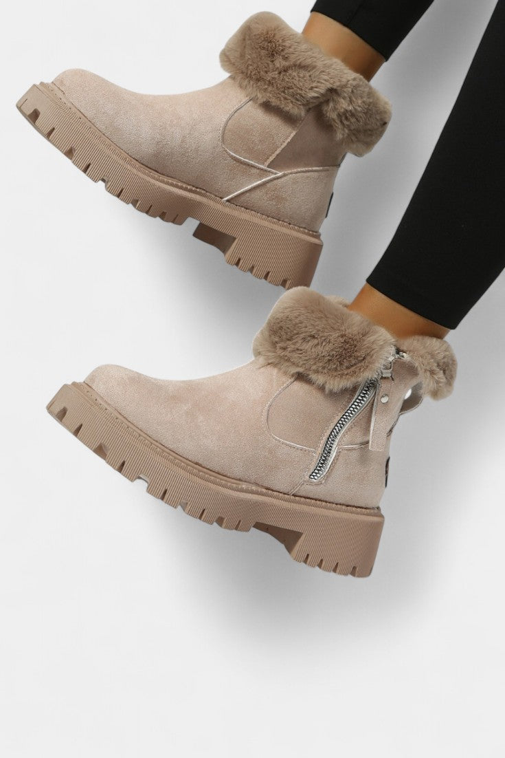 Avril Fur-Trimmed High-Top Platform Snow Boots