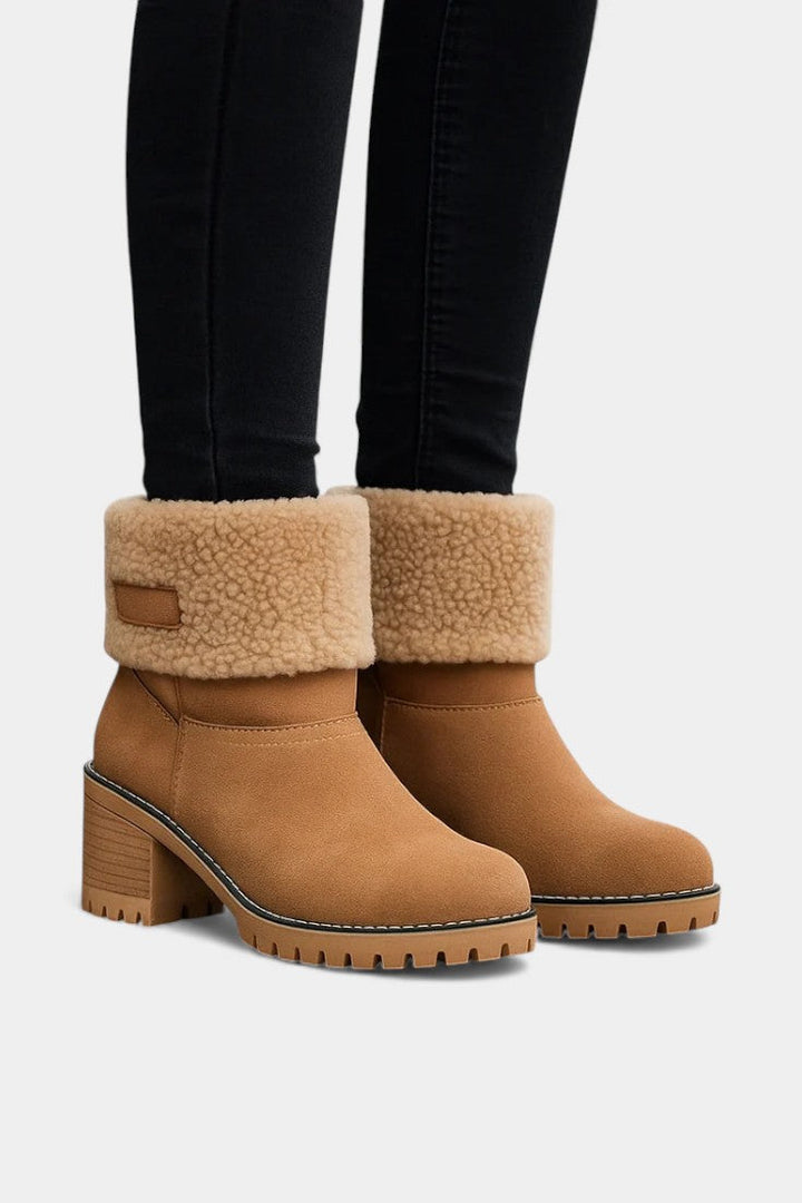 Luise Sienna Faux Fur Block Heel Ankle Boots