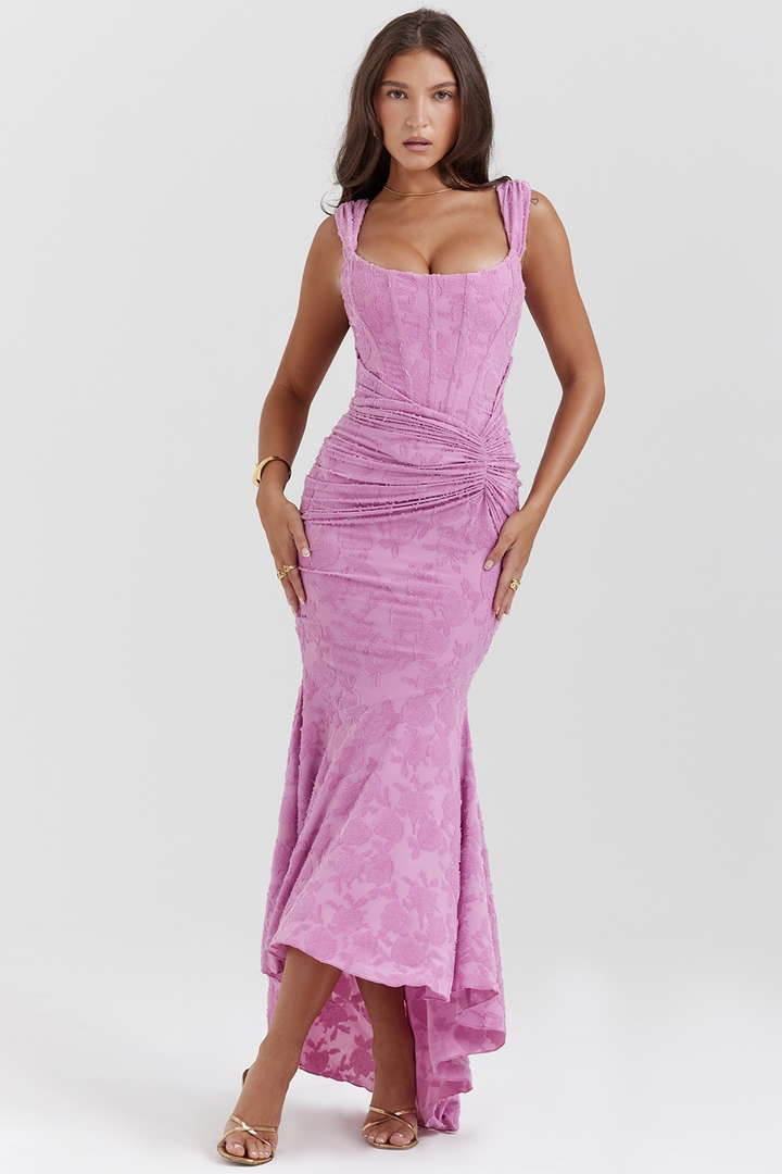 Noemi - Lace and Draped Maxi Dress