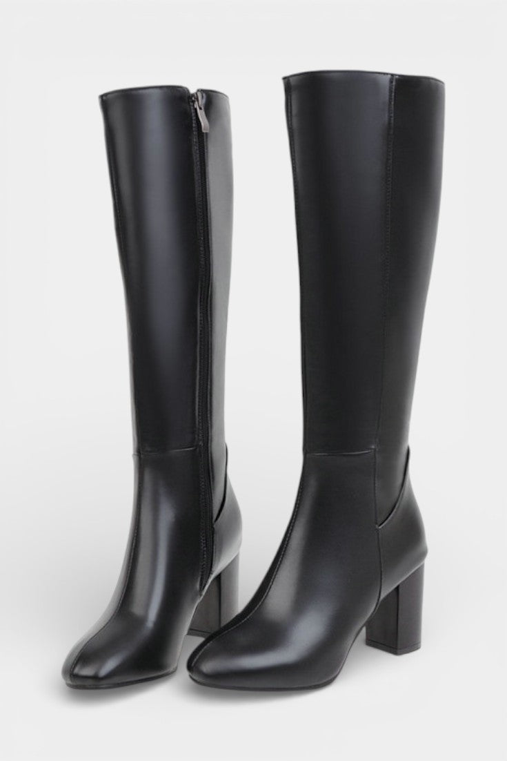 Querida Chic Zip Boots with Comfortable Block Heel