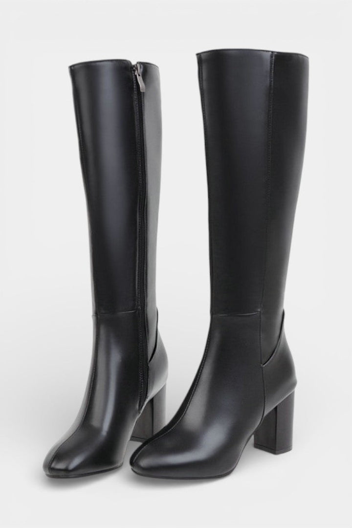 Querida Chic Zip Boots with Comfortable Block Heel