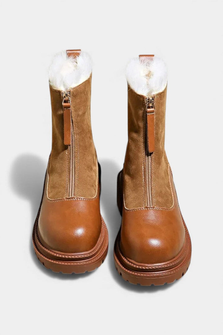 Gertrud Cleated Sole Boots with Faux Fur Trim