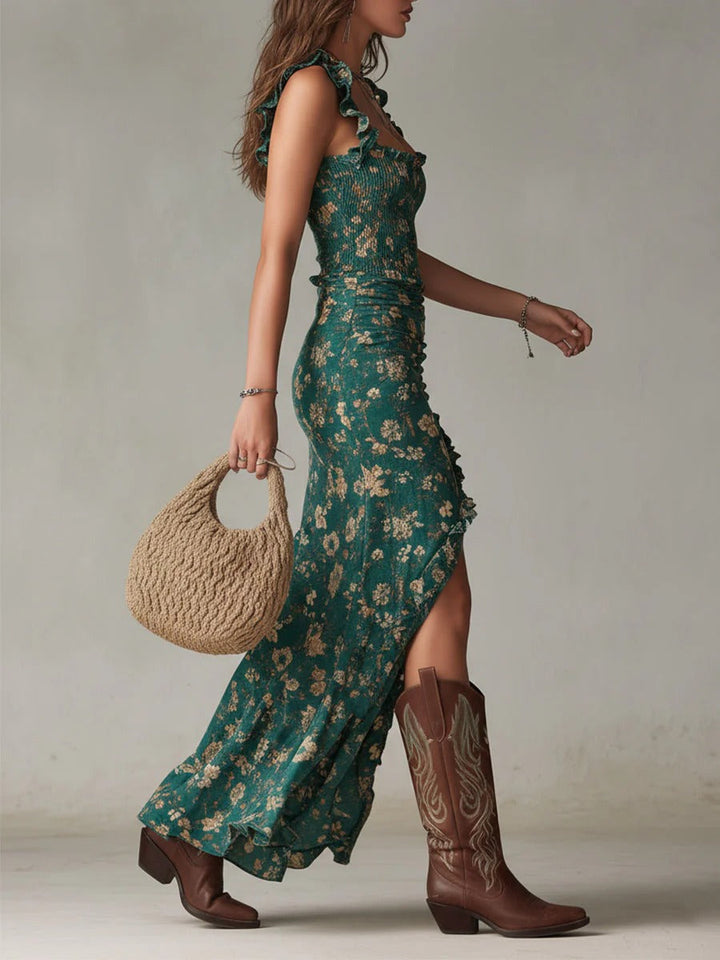 Kayla - Boho Retro Maxi Dress with Slit