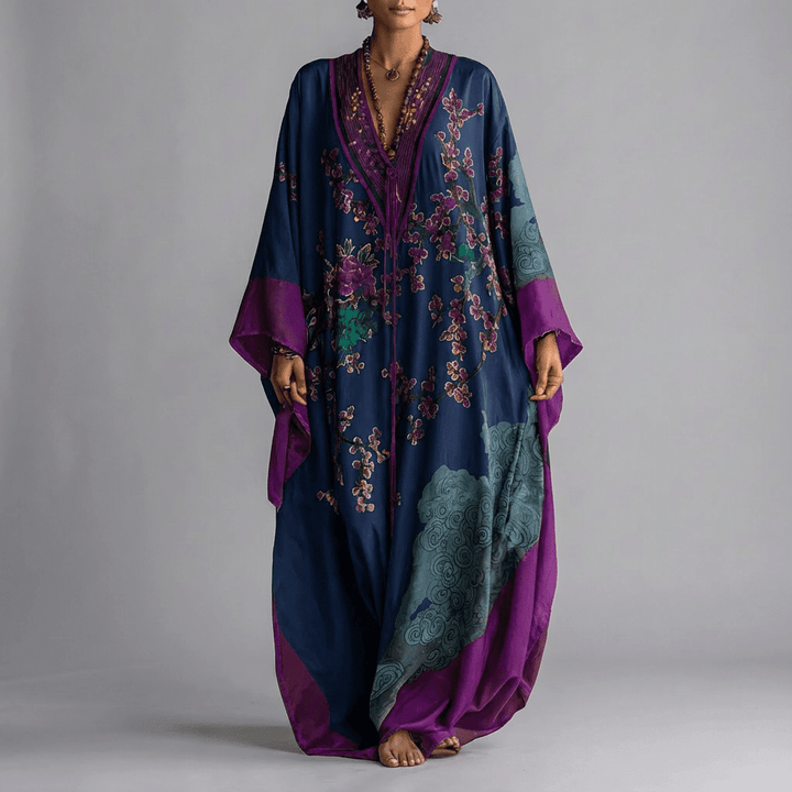 Solenn - Plum Blossom Batwing Maxi Dress
