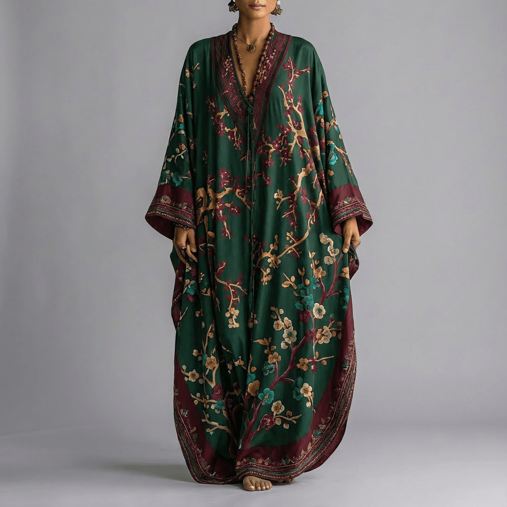 Solenn - Plum Blossom Batwing Maxi Dress