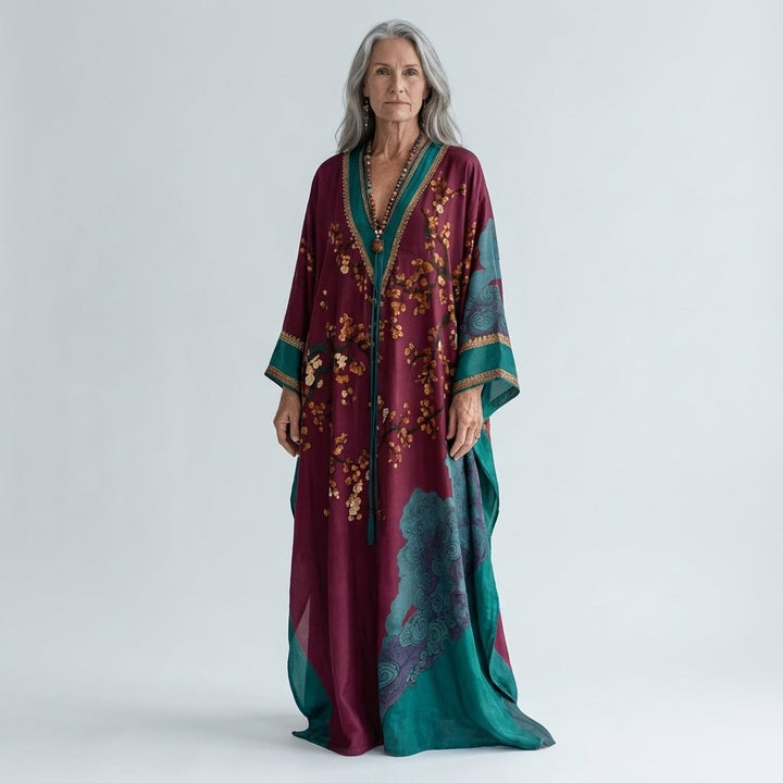 Solenn - Plum Blossom Batwing Maxi Dress