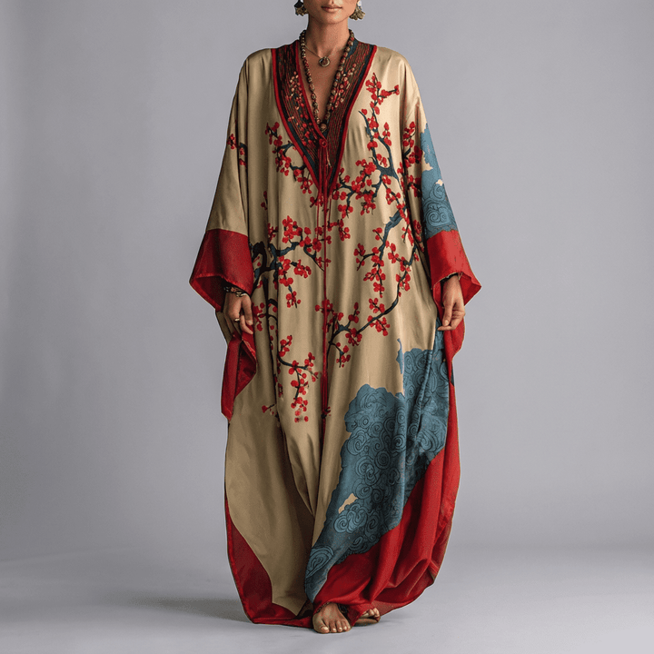 Solenn - Plum Blossom Batwing Maxi Dress