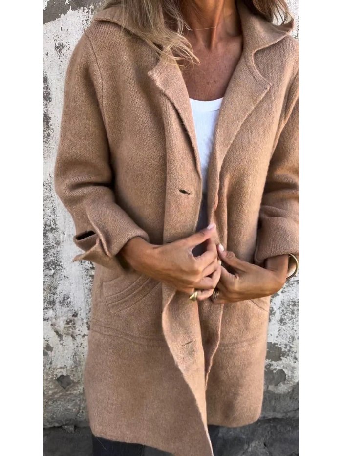 Gia - Lapel Collar Button-Front Coat
