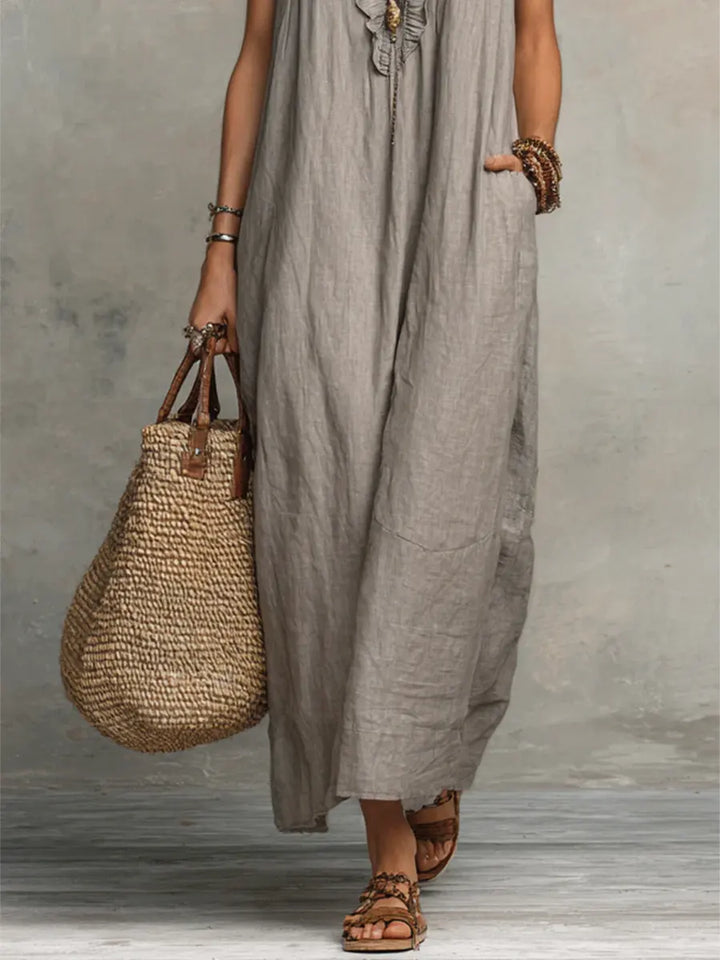 Carmella - Linen Cotton Boho Maxi Dress