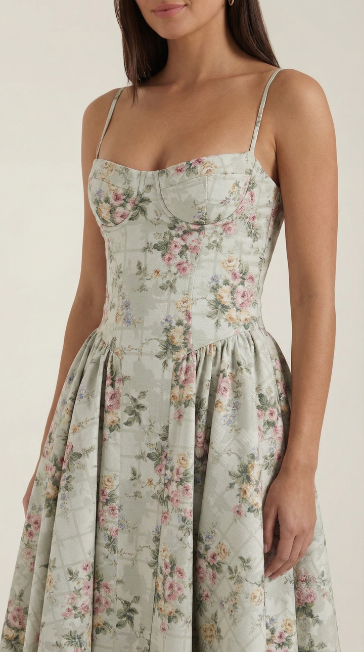 Patrice – Corset Midi Floral Dress
