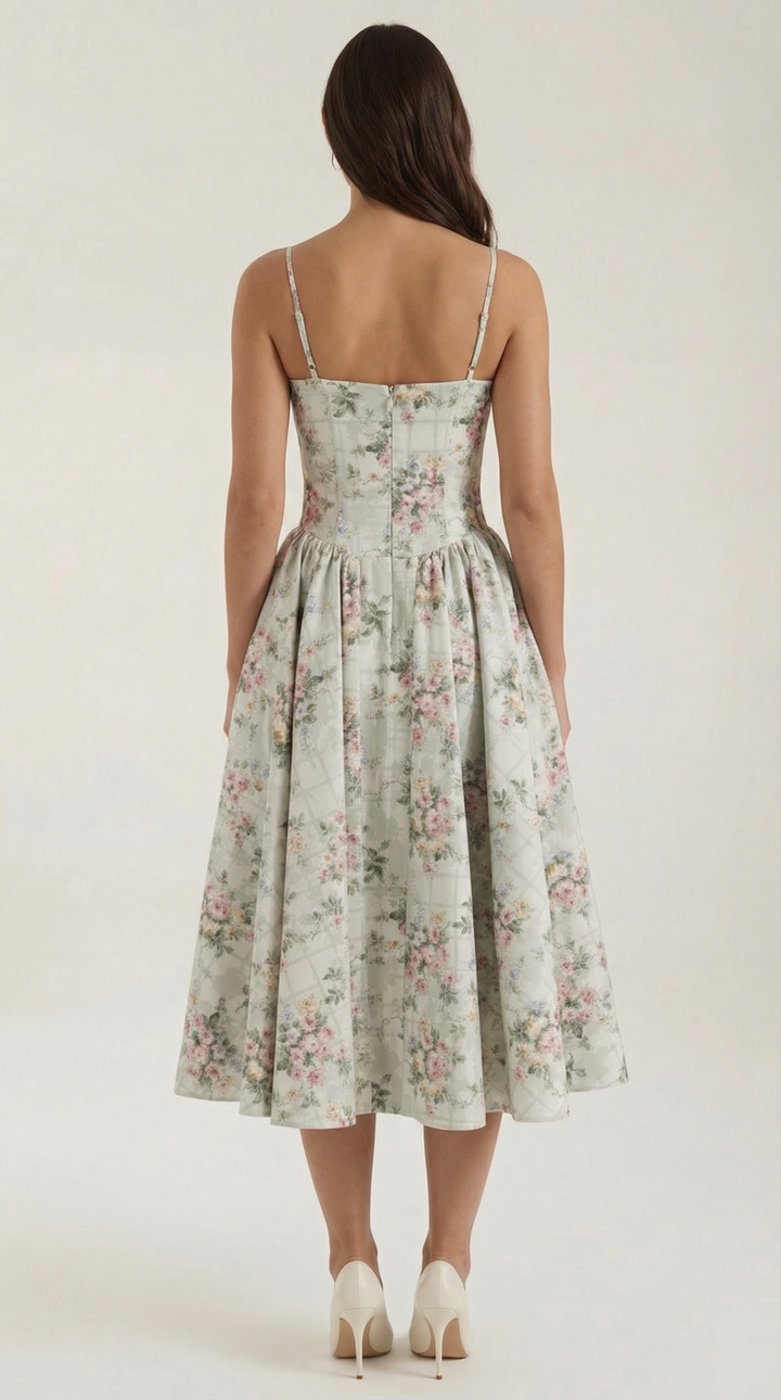 Patrice – Corset Midi Floral Dress