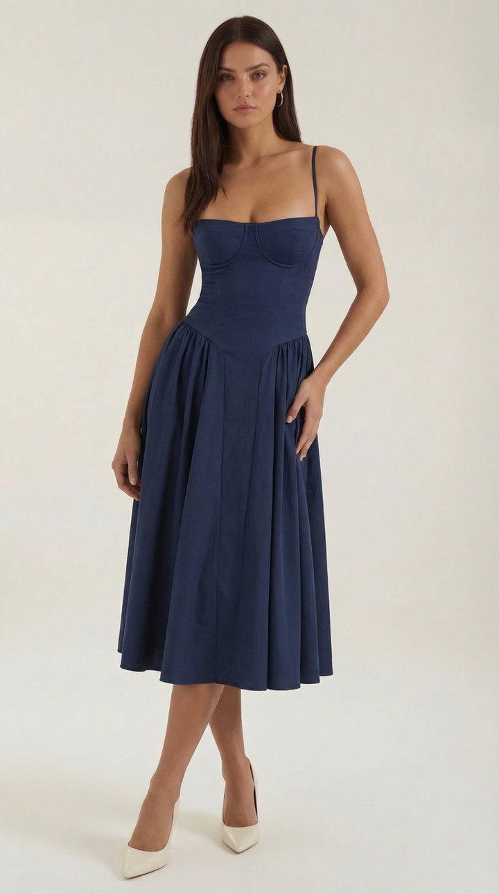 Patrice – Corset Midi Floral Dress