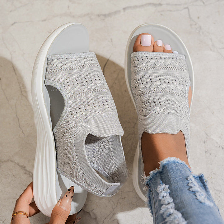 Zina - Breathable Knit Platform Sandals