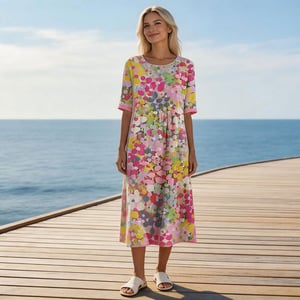 Herra – Watercolor Floral Midi Dress