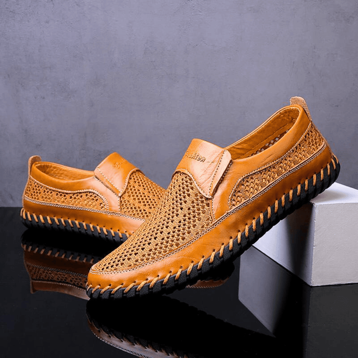 Zanjo - Breathable Leather Slip-On Casual Shoes