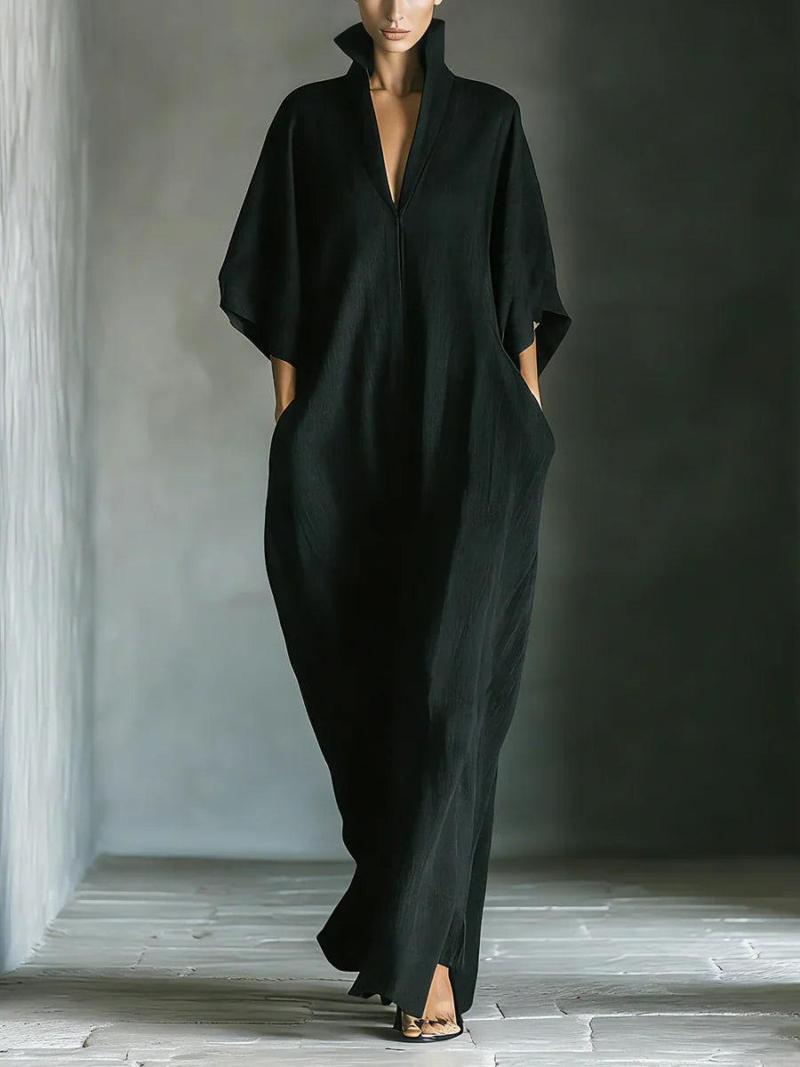 Khaye - Black Maxi Dress With Kimono Sleeves