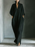 Khaye - Black Maxi Dress With Kimono Sleeves