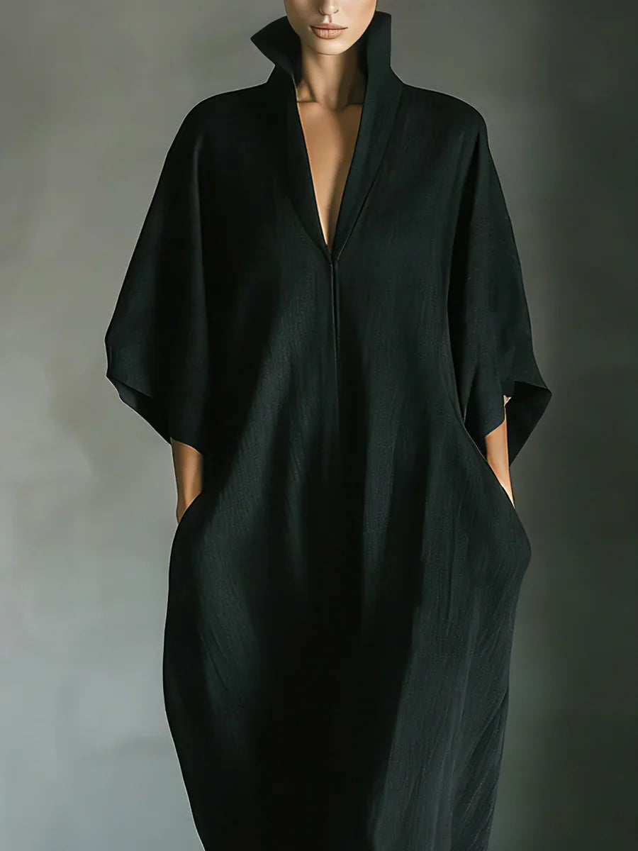 Khaye - Black Maxi Dress With Kimono Sleeves