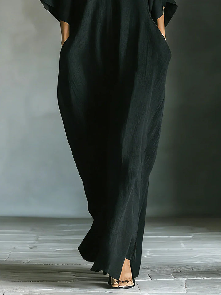 Khaye - Black Maxi Dress With Kimono Sleeves