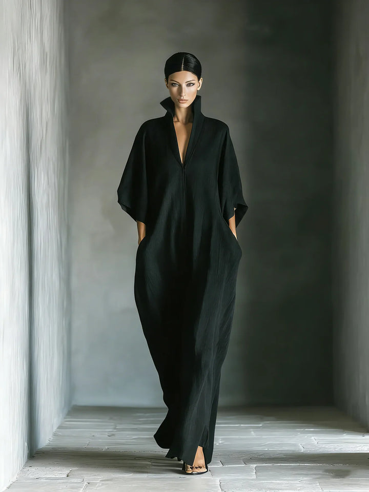 Khaye - Black Maxi Dress With Kimono Sleeves